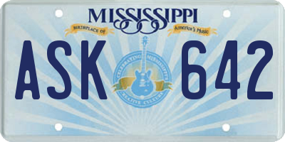 MS license plate ASK642