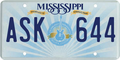 MS license plate ASK644