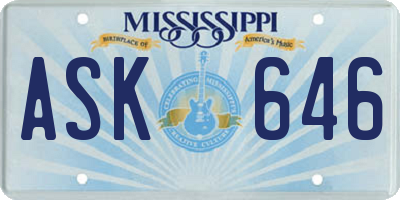 MS license plate ASK646