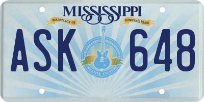 MS license plate ASK648