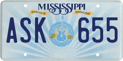 MS license plate ASK655