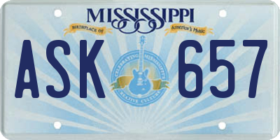 MS license plate ASK657
