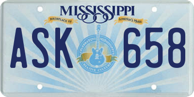 MS license plate ASK658