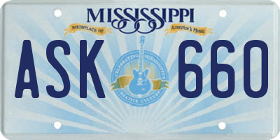 MS license plate ASK660