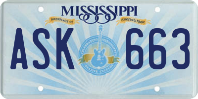 MS license plate ASK663