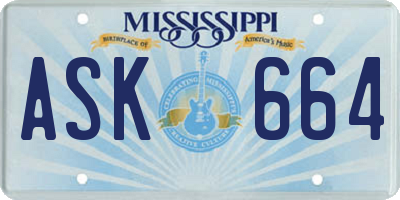 MS license plate ASK664