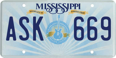 MS license plate ASK669