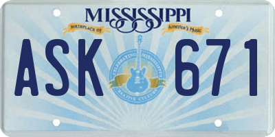 MS license plate ASK671
