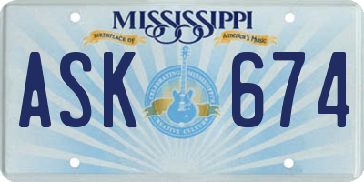 MS license plate ASK674