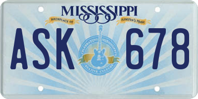 MS license plate ASK678