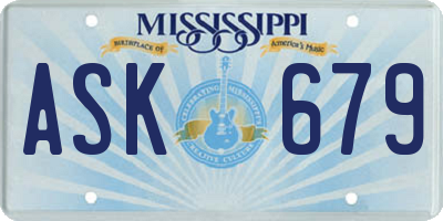 MS license plate ASK679