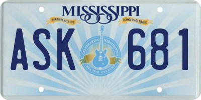 MS license plate ASK681