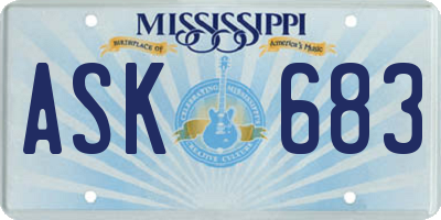 MS license plate ASK683
