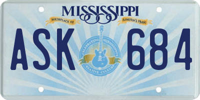 MS license plate ASK684