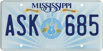 MS license plate ASK685