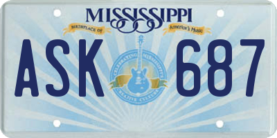 MS license plate ASK687