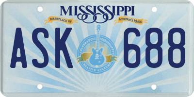 MS license plate ASK688