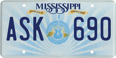 MS license plate ASK690