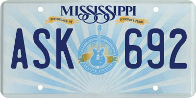 MS license plate ASK692