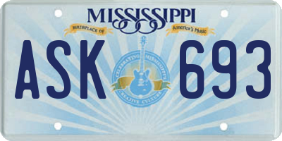 MS license plate ASK693