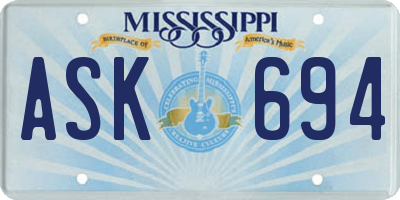 MS license plate ASK694