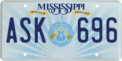 MS license plate ASK696