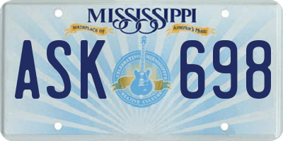 MS license plate ASK698