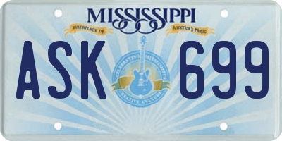 MS license plate ASK699