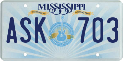 MS license plate ASK703