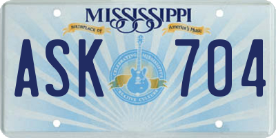 MS license plate ASK704