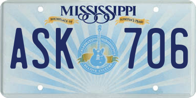 MS license plate ASK706