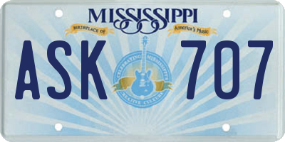 MS license plate ASK707