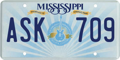 MS license plate ASK709