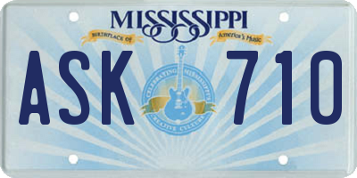 MS license plate ASK710