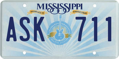 MS license plate ASK711