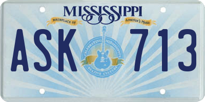 MS license plate ASK713
