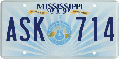 MS license plate ASK714