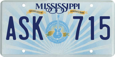 MS license plate ASK715
