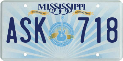 MS license plate ASK718