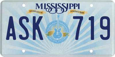 MS license plate ASK719