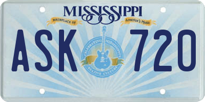 MS license plate ASK720
