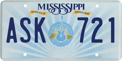 MS license plate ASK721