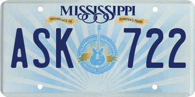 MS license plate ASK722