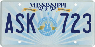 MS license plate ASK723