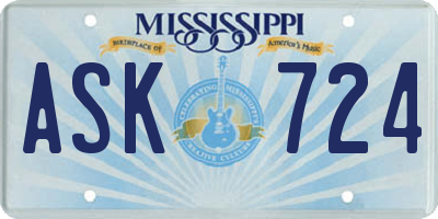 MS license plate ASK724