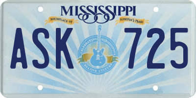 MS license plate ASK725