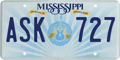 MS license plate ASK727
