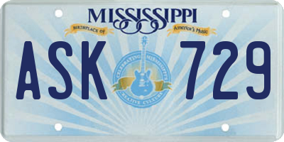 MS license plate ASK729