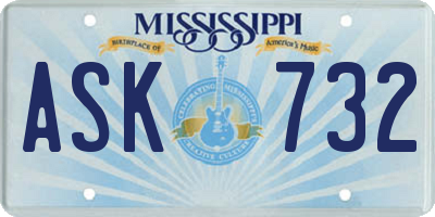 MS license plate ASK732