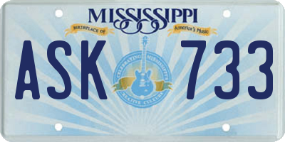 MS license plate ASK733